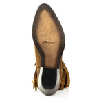 Women's Brown Leather Fringe Boots - Handcrafted Western Cowboy Boots with Goodyear Welt