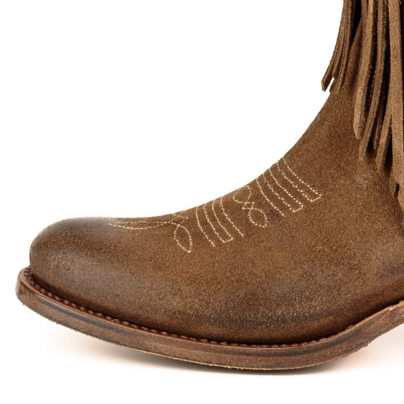 Women's Brown Suede Fringe Boots - Handcrafted Western Cowboy Boots 2475