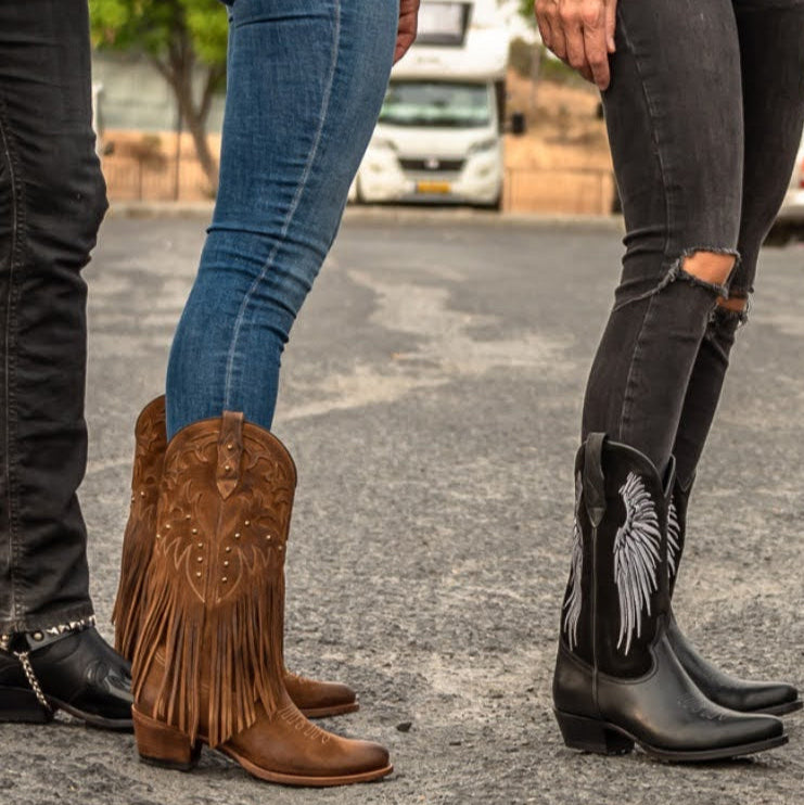 Women's Brown Suede Fringe Boots - Handcrafted Western Cowboy Boots 2475