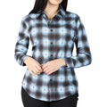 Women's Casual Long Sleeve Western Shirt West Girl - Black & Beige Plaid