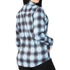 Women's Casual Long Sleeve Western Shirt West Girl - Black & Beige Plaid