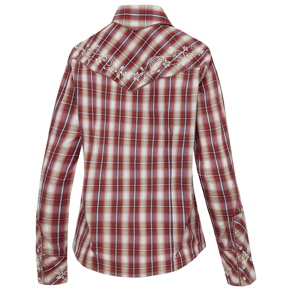 Women's Checked Western Blouse Tammy - Embroidered Cotton Cowgirl Shirt