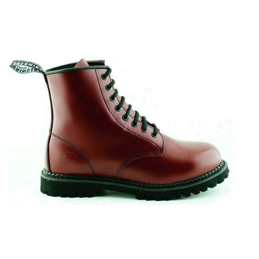 Women's Cherry Red Leather Ankle Boots - Cedric CS 8-Eye Lace-Up Boots