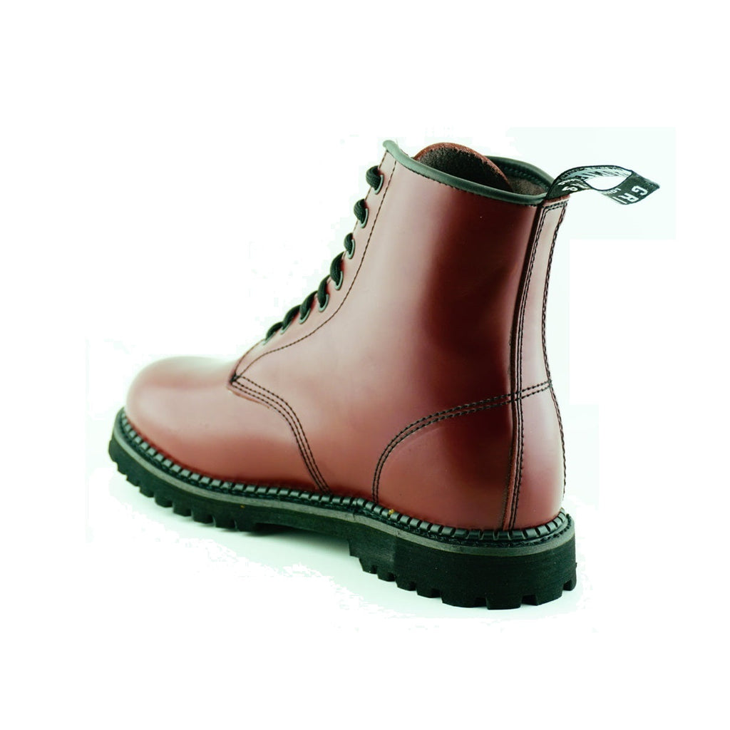Women's Cherry Red Leather Ankle Boots - Cedric CS 8-Eye Lace-Up Boots
