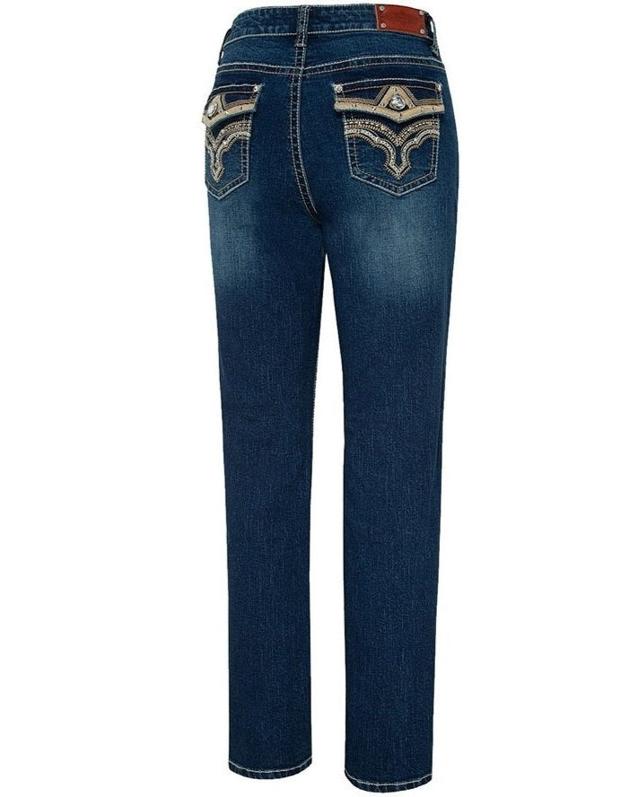 Women's Embroidered Bootcut Jeans Diamond - Premium Western Denim
