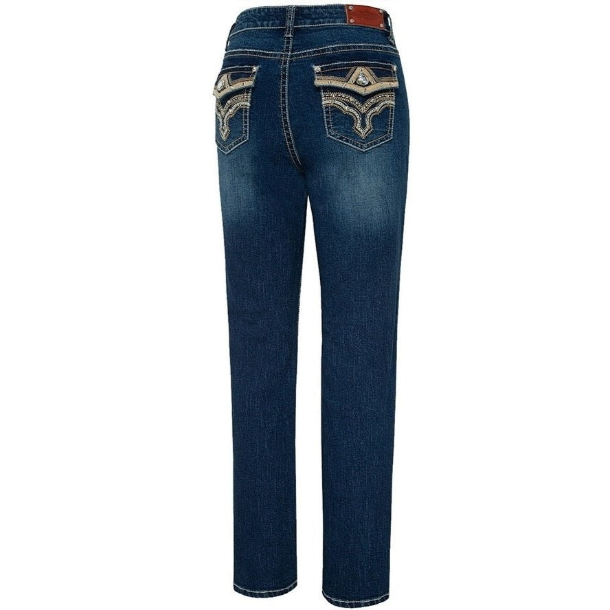 Women's Embroidered Bootcut Jeans Diamond - Premium Western Denim
