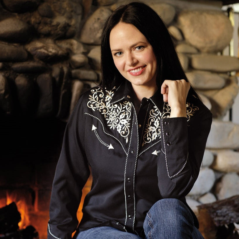 Women's Embroidered Western Blouse Holly - Rhinestone Cowgirl Shirt