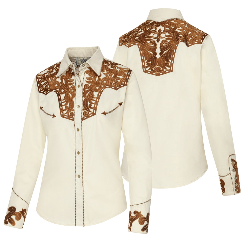 Women's Embroidered Western Blouse Janice - Elegant Cowgirl Shirt