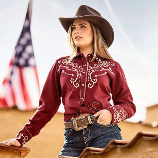 Women's Embroidered Western Blouse Ruth - Premium Cowgirl Shirt