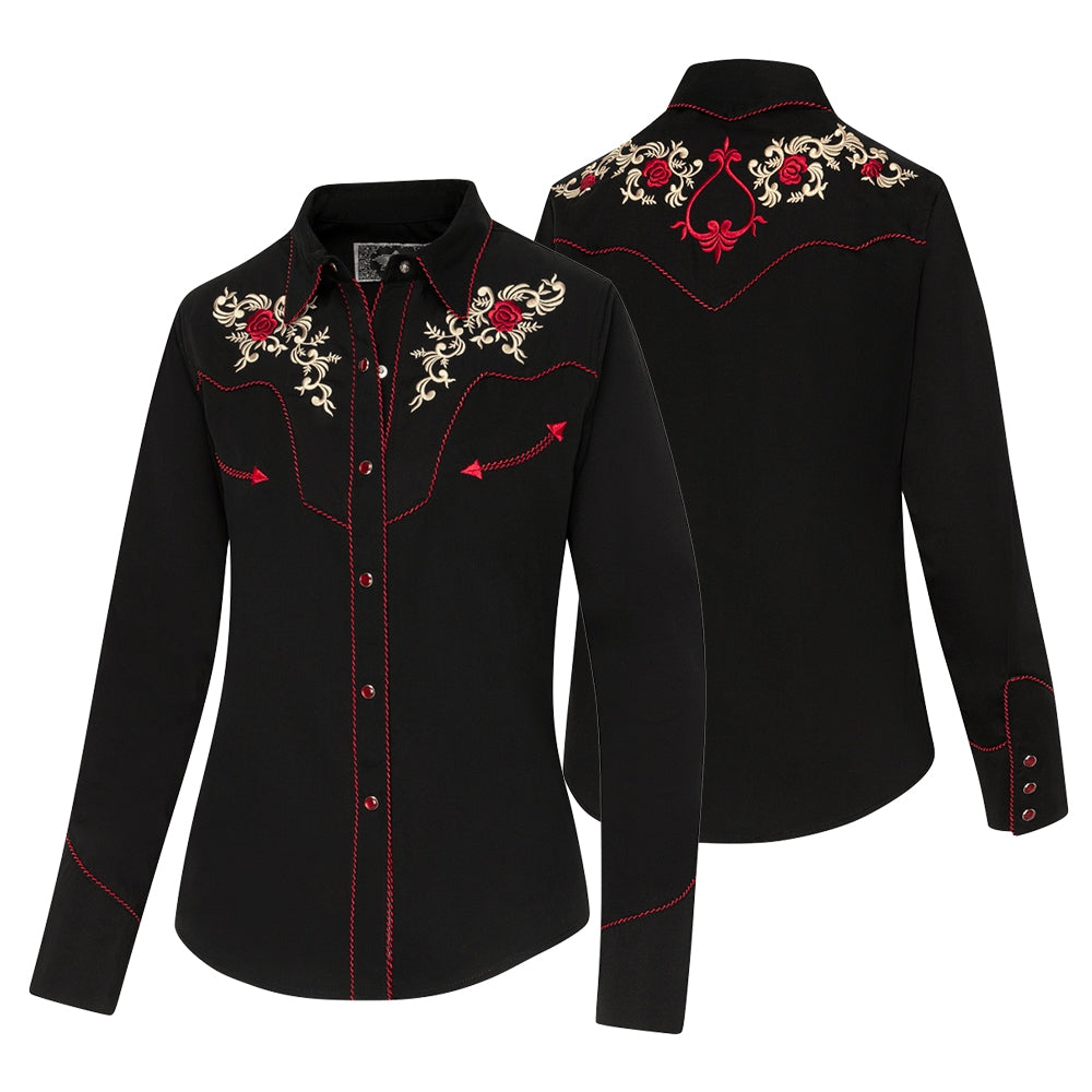 Women's Embroidered Western Blouse Sharon - Two-Tone details Cowgirl Shirt