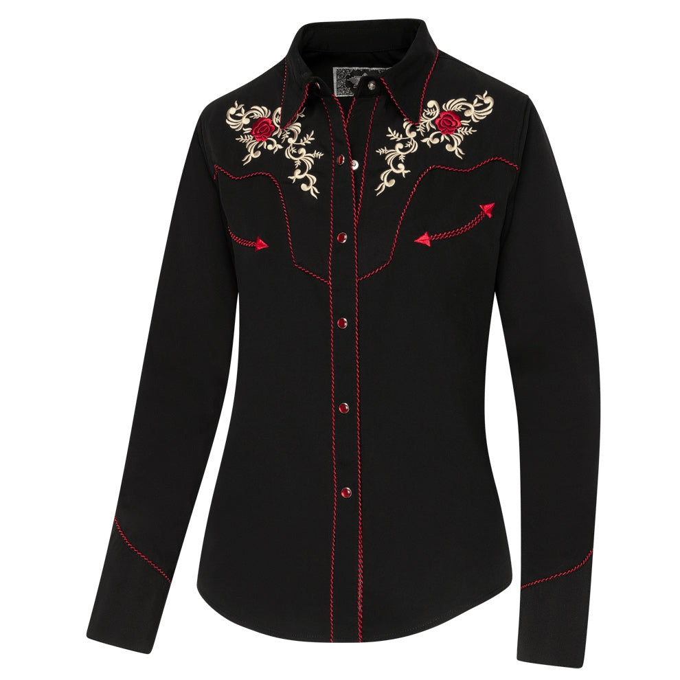 Women's Embroidered Western Blouse Sharon - Two-Tone details Cowgirl Shirt