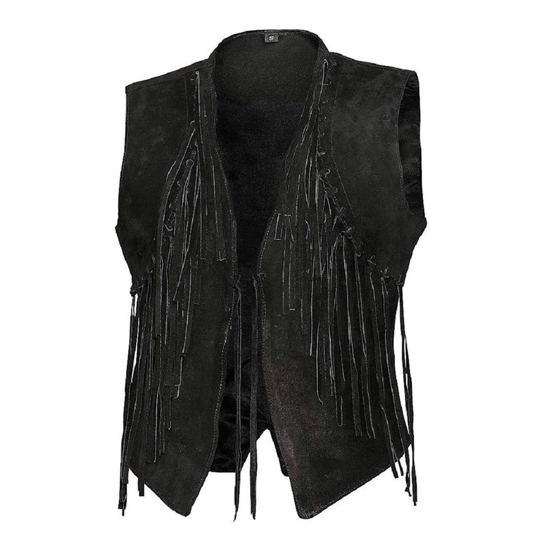 Women's Fringe Western Vest - Genuine Cowhide Leather Suede Vest with Lining