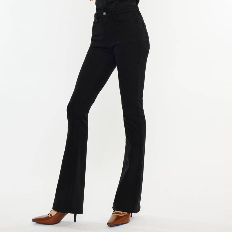 Women's High Rise Bootcut Jeans Black - Premium Stretch Denim Bootcut Jeans