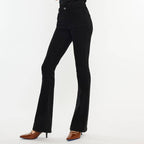 Women's High Rise Bootcut Jeans Black - Premium Stretch Denim Bootcut Jeans