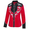 Women's Red Western Blouse Lynn - Embroidered Cowgirl Shirt