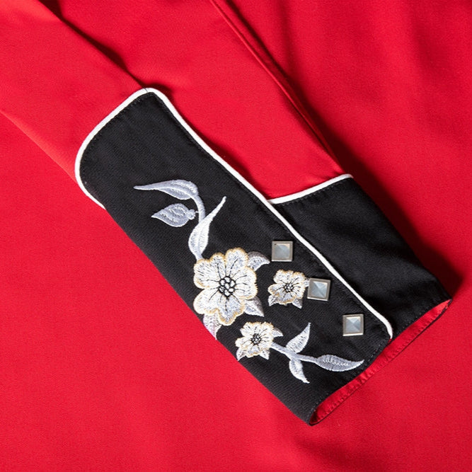 Women's Red Western Blouse Lynn - Embroidered Cowgirl Shirt