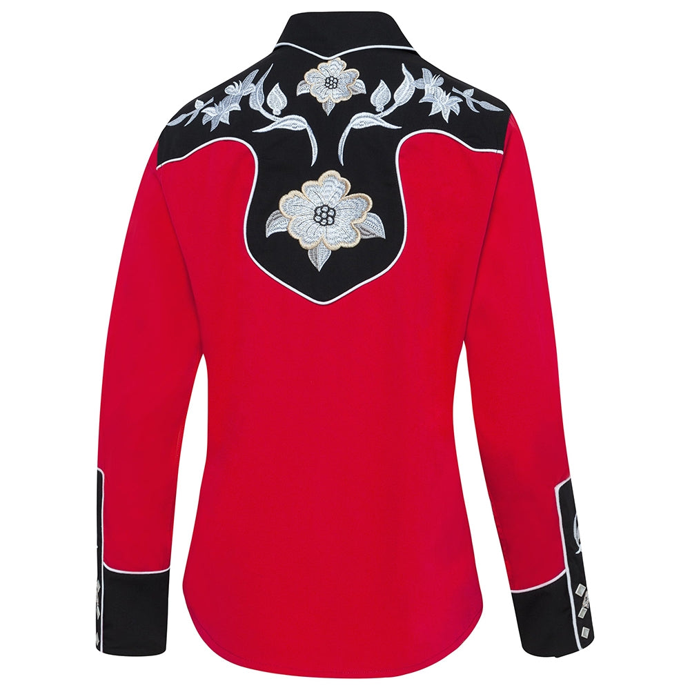 Women's Red Western Blouse Lynn - Embroidered Cowgirl Shirt