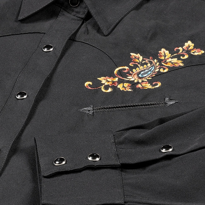 Women's Western Blouse Cara - Suede-Look Yoke with Embroidered Snap Buttons