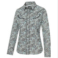 Women's Western Blouse Willow - Paisley Gray & Blue Cowgirl Shirt