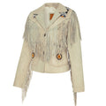 Women's Western Fringe Leather Jacket - Kiana Beaded Cowhide Jacket