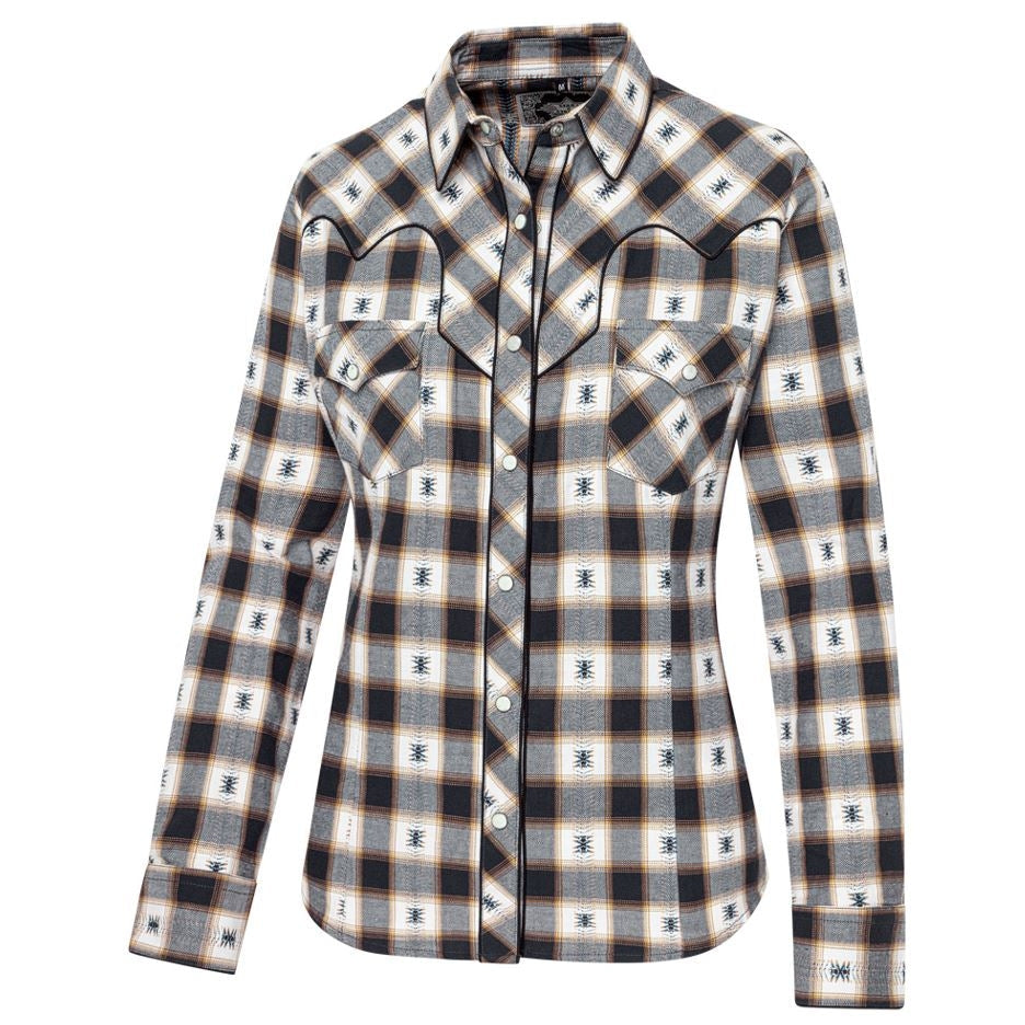Women's Western Plaid Shirt Cassidy - Muted Tone Cowgirl Blouse