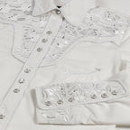Women's White Western Blouse Hailey - Embroidered Rhinestones Cowgirl Shirt