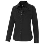 Women's black Western Blouse Riley - Embroidered Rhinestone Cowgirl Shirt