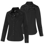 Women's black Western Blouse Riley - Embroidered Rhinestone Cowgirl Shirt