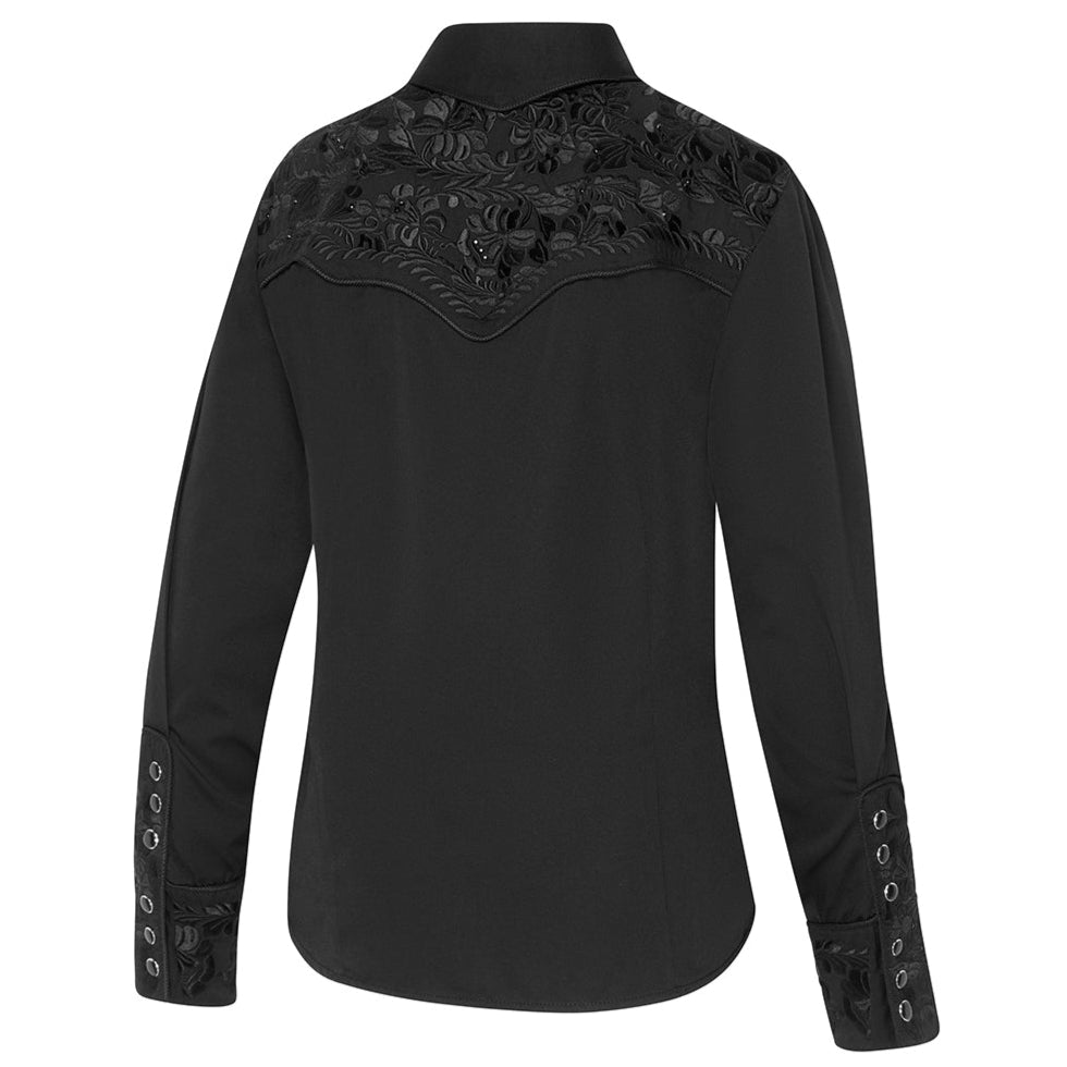 Women's black Western Blouse Riley - Embroidered Rhinestone Cowgirl Shirt