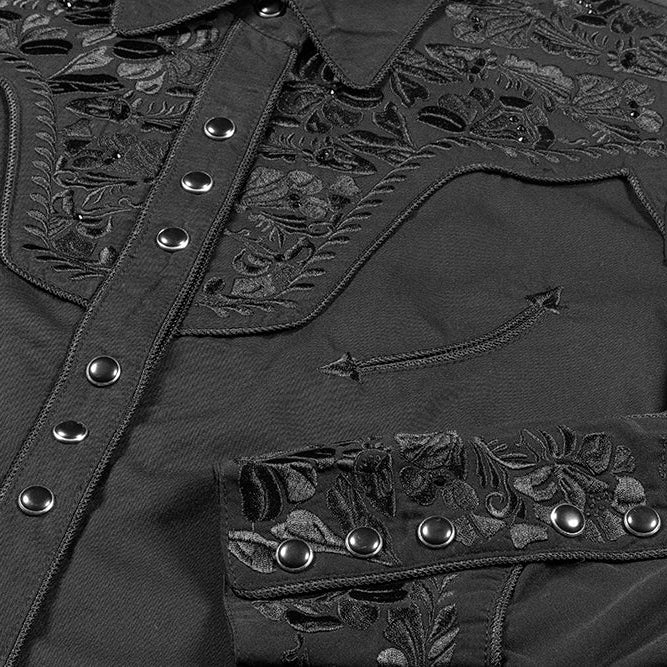 Women's black Western Blouse Riley - Embroidered Rhinestone Cowgirl Shirt