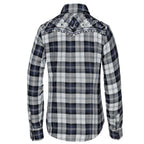 Women's checked Western Blouse Pasadena - Blue Embroidered Cowgirl Shirt