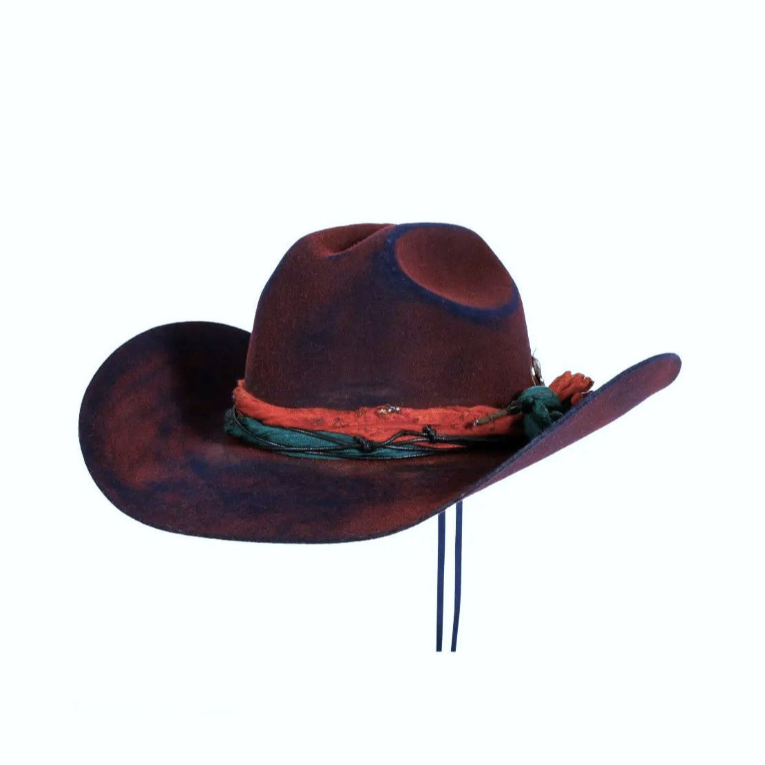 Wool Felt Distressed Hat Skylar - Cattleman Western Hat with Feather