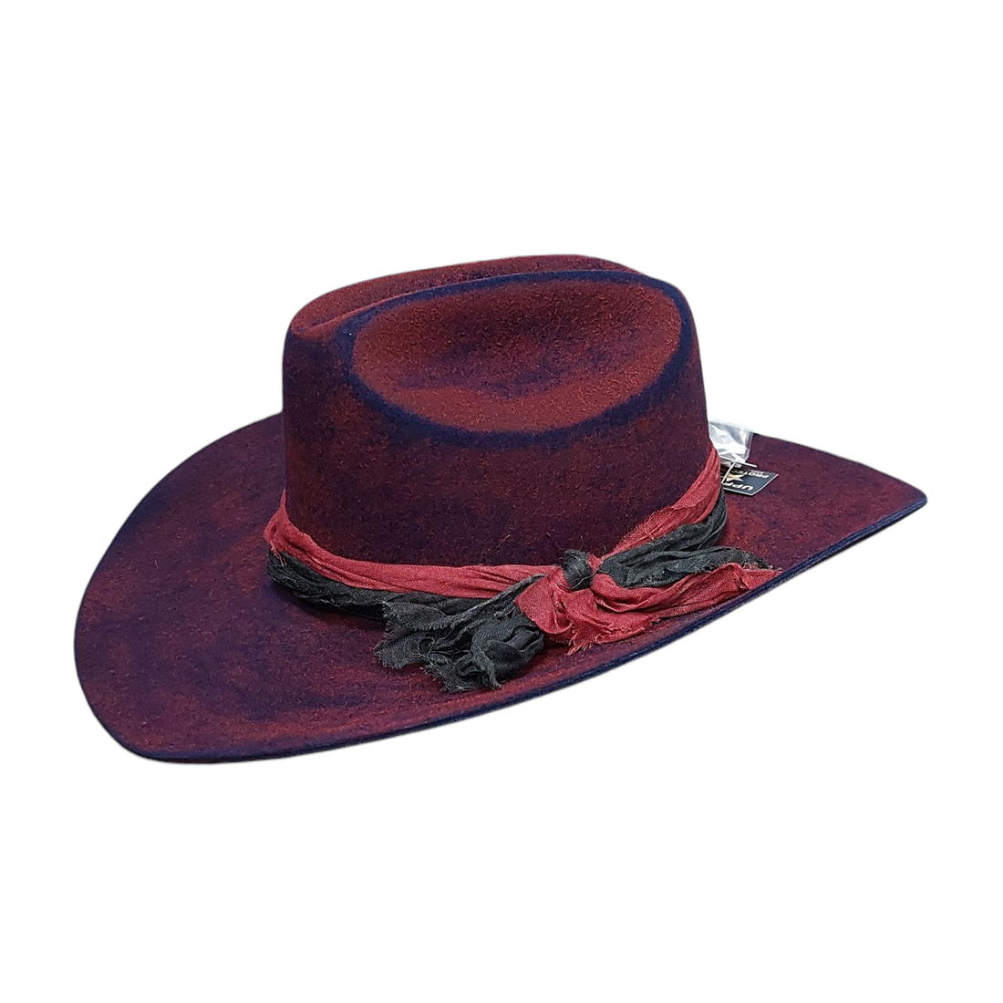 Wool Felt Distressed Hat Skylar - Cattleman Western Hat with Feather