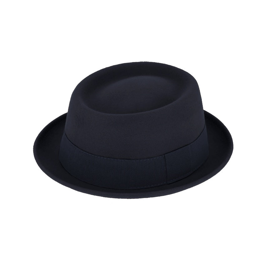 Wool Pork pie hat with grosgrain ribbon - Classic Unisex Fedora