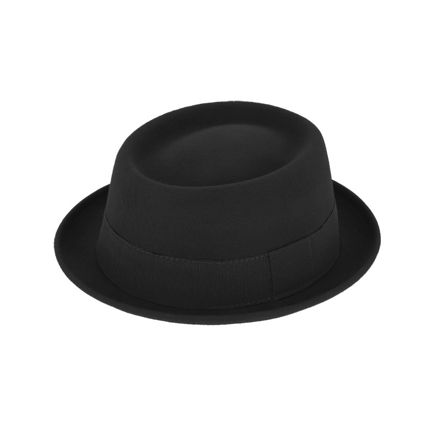 Wool Pork pie hat with grosgrain ribbon - Classic Unisex Fedora