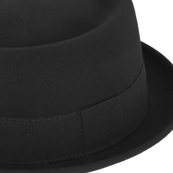 Wool Pork pie hat with grosgrain ribbon - Classic Unisex Fedora