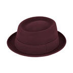 Wool Pork pie hat with grosgrain ribbon - Classic Unisex Fedora
