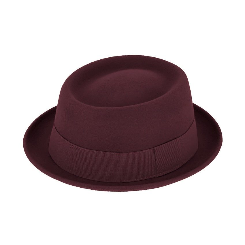 Wool Pork pie hat with grosgrain ribbon - Classic Unisex Fedora