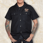 Black Rock 'n' Roll Work Shirt - Embroidered with Guitar Buttons