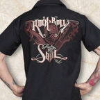 Black Rock 'n' Roll Work Shirt - Embroidered with Guitar Buttons