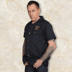 Black Rock 'n' Roll Work Shirt - Embroidered with Guitar Buttons
