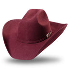 Wool Felt Western Cowboy Hat - Wyoming Burgundy with Rhinestone Buckle