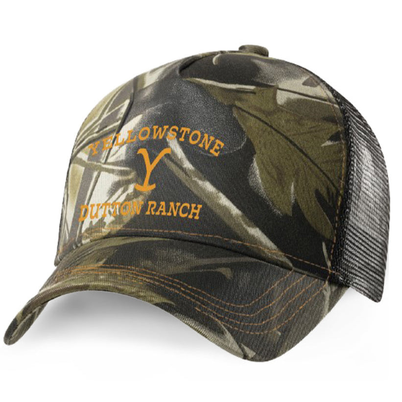 Yellowstone Camo Trucker Cap - Premium Snapback Hat with Mesh Panels