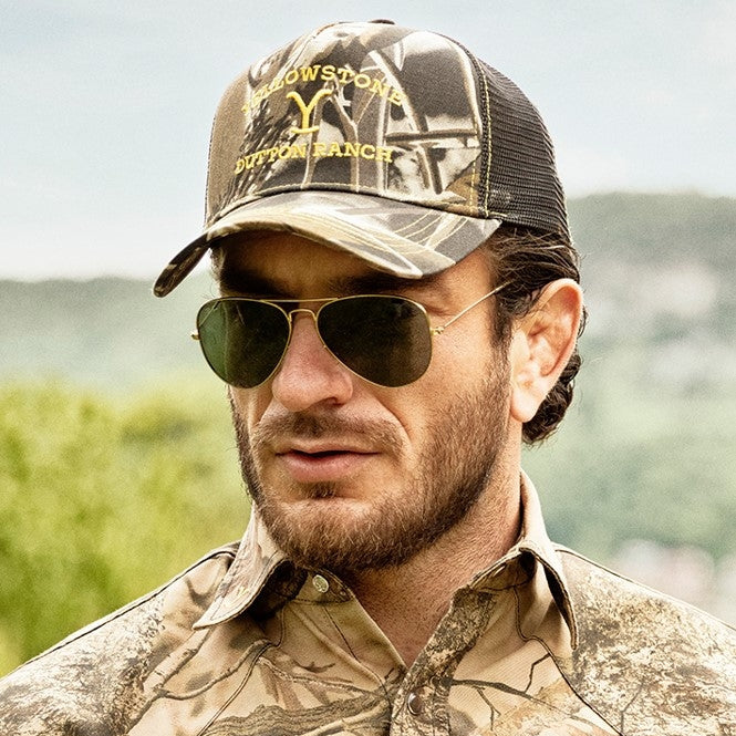 Yellowstone Camo Trucker Cap - Premium Snapback Hat with Mesh Panels