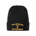 Yellowstone Dutton Ranch Beanie - Black Knit Hat with Yellow Embroidery