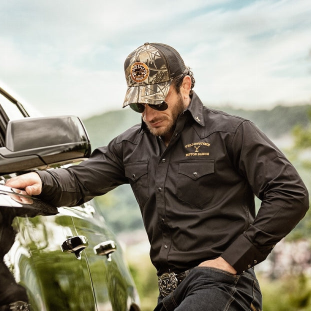 Yellowstone Dutton Ranch Western Shirt — Two-Tone Premium Embroidery