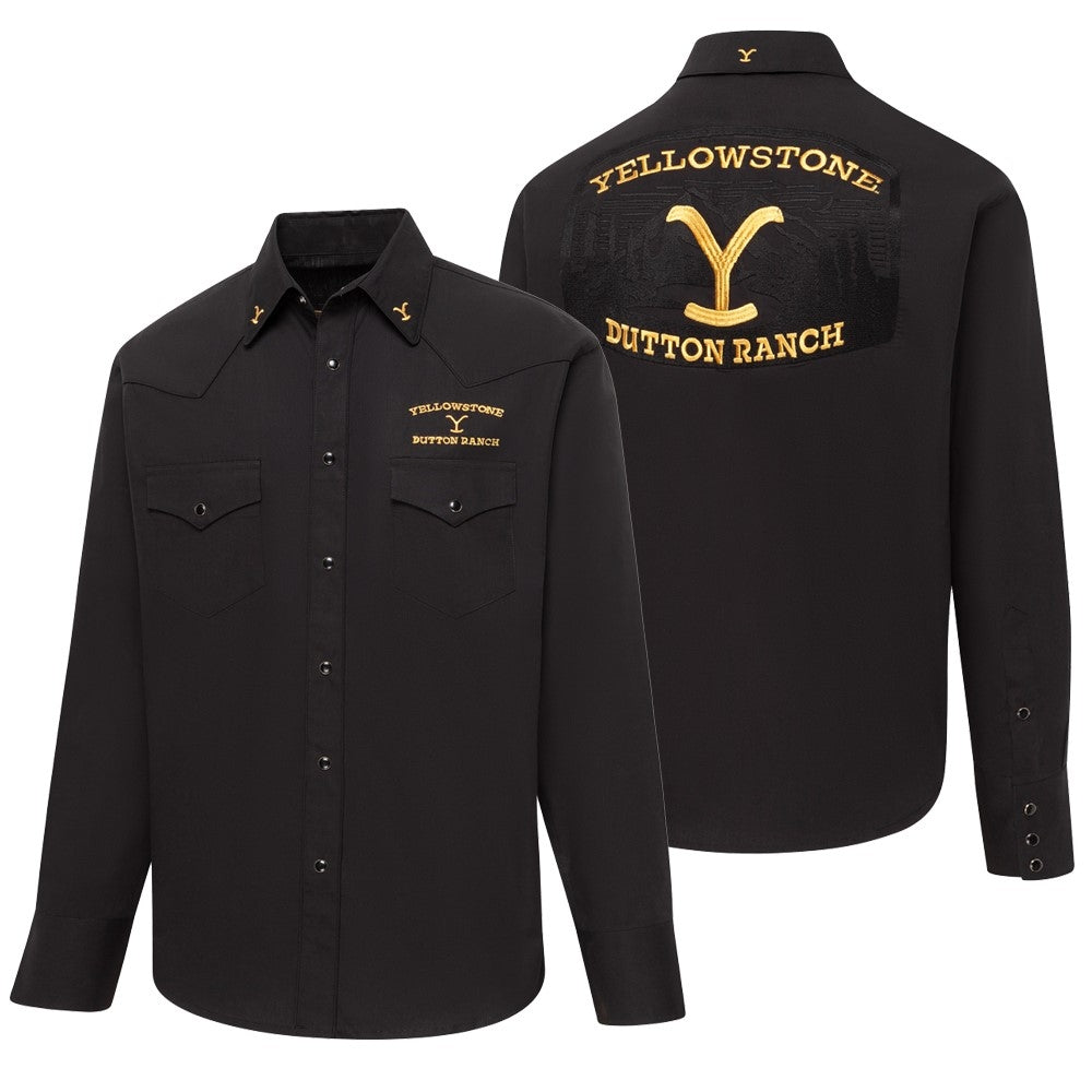 Yellowstone Dutton Ranch Western Shirt — Two-Tone Premium Embroidery