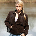 The Yuma Women's Leather Western Jacket is a statement piece that combines traditional Western craftsmanship with modern style. Made from premium 100% cowhide leather, this jacket features stunning fringe details and elaborate nappa leather inlays that capture the spirit of the American West.