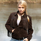 The Yuma Women's Leather Western Jacket is a statement piece that combines traditional Western craftsmanship with modern style. Made from premium 100% cowhide leather, this jacket features stunning fringe details and elaborate nappa leather inlays that capture the spirit of the American West.