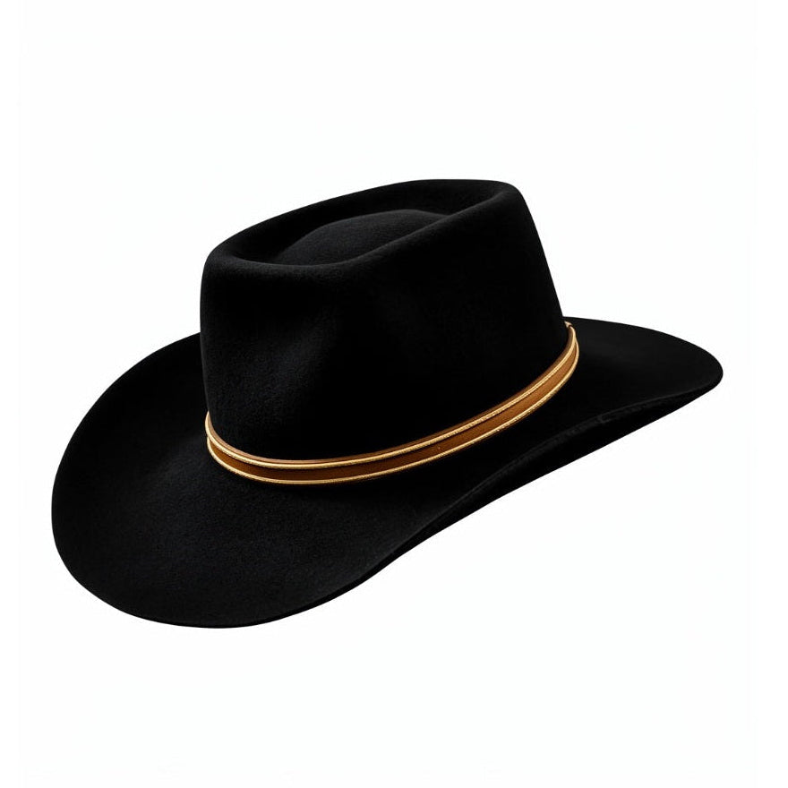 Western Brick — Handmade Black Cowboy Hat in 100% Stiff Wool Felt by Hatson